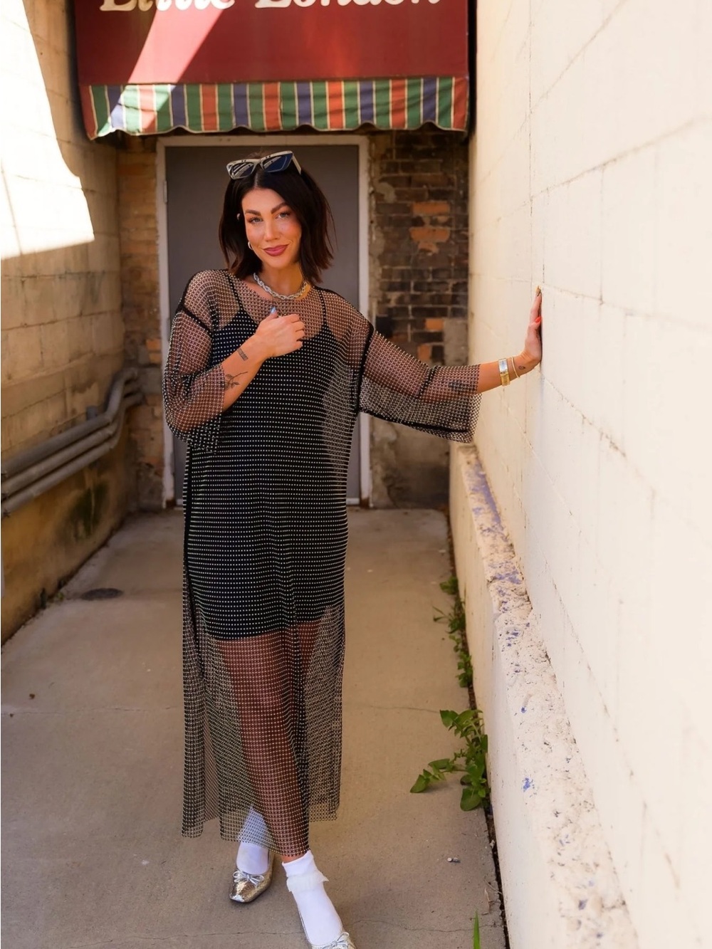 Dressed in LALA Black Mesh Maxi Dress with Slip